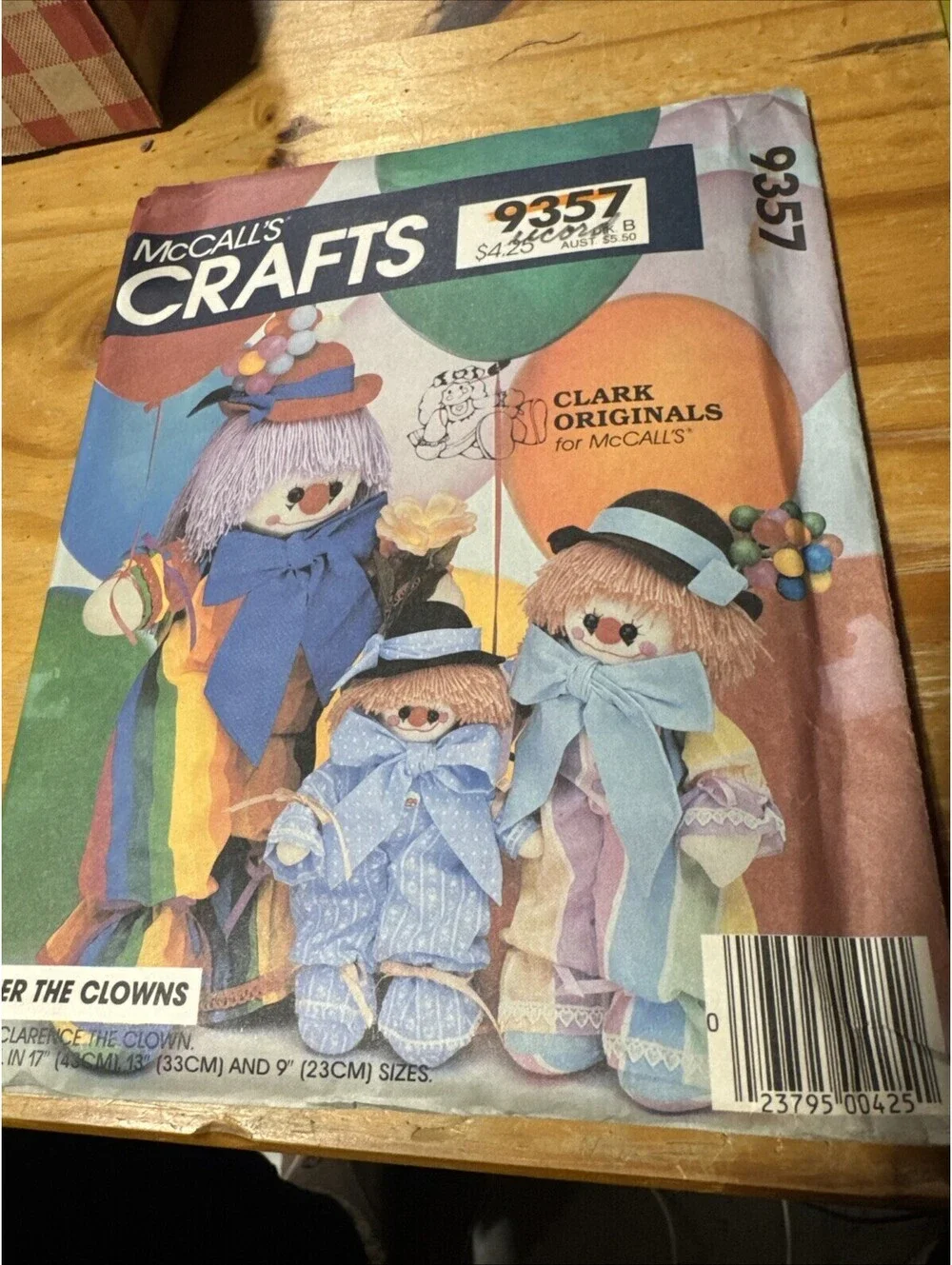 1984 VTG McCall's Sewing Pattern 9357Cloth Enter The Clowns Doll UNCUT
